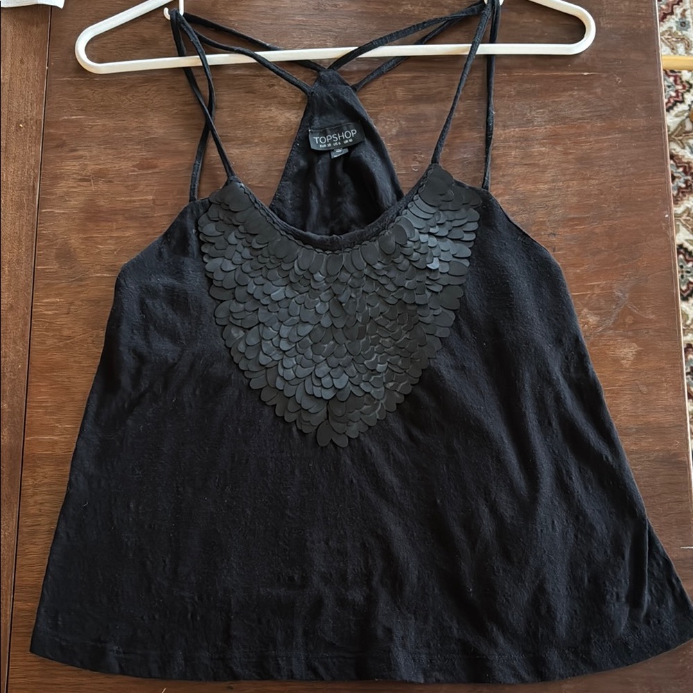 Topshop Black Sequin Detail Women's Top